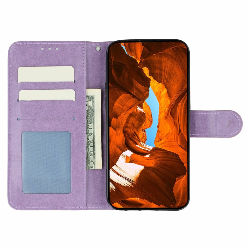 For iPhone 17 Pro Max Case PU Leather Flip Wallet Phone Cover with Strap - Purple