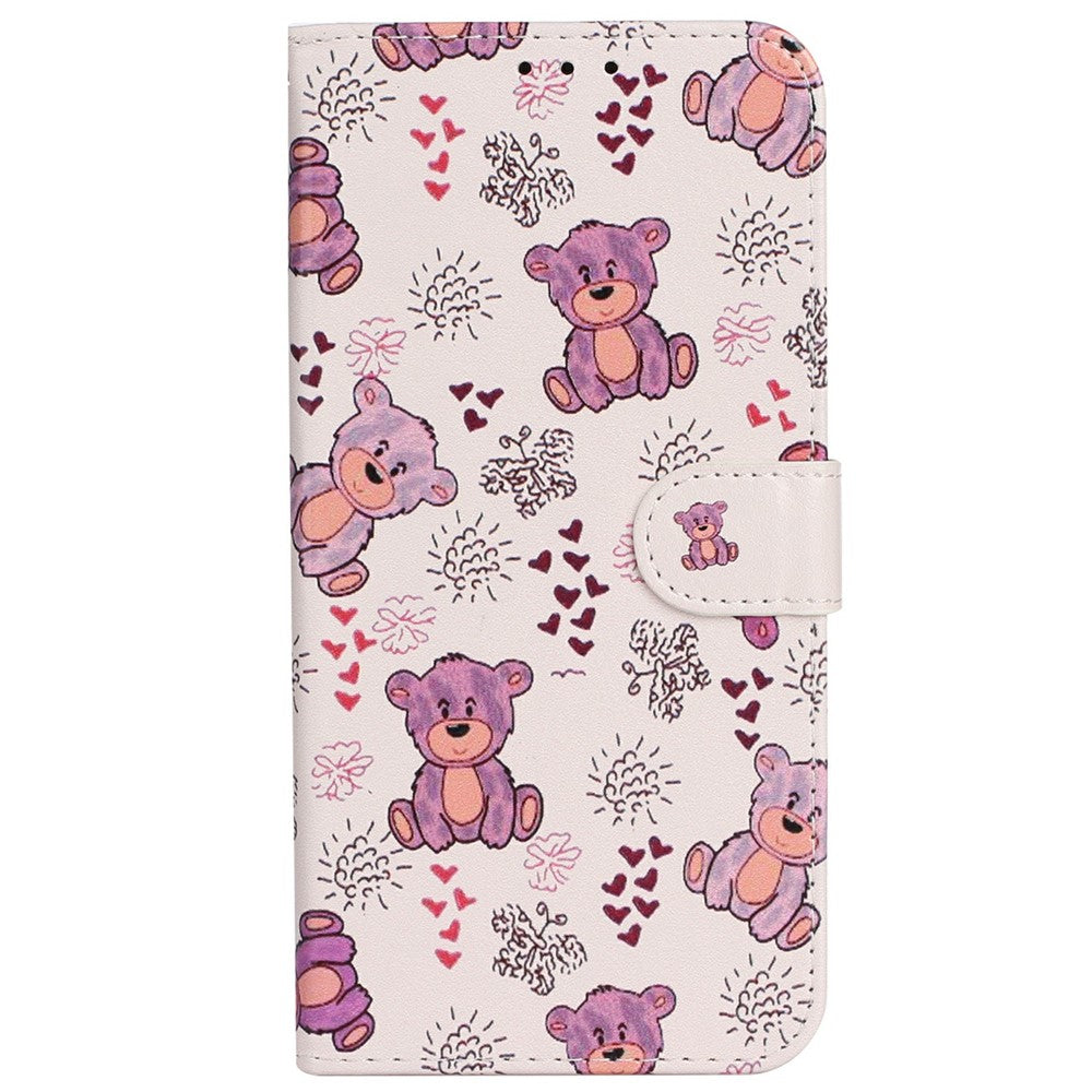 For iPhone 17 Pro Max Case Pattern Leather Wallet Phone Cover with Strap - Bear
