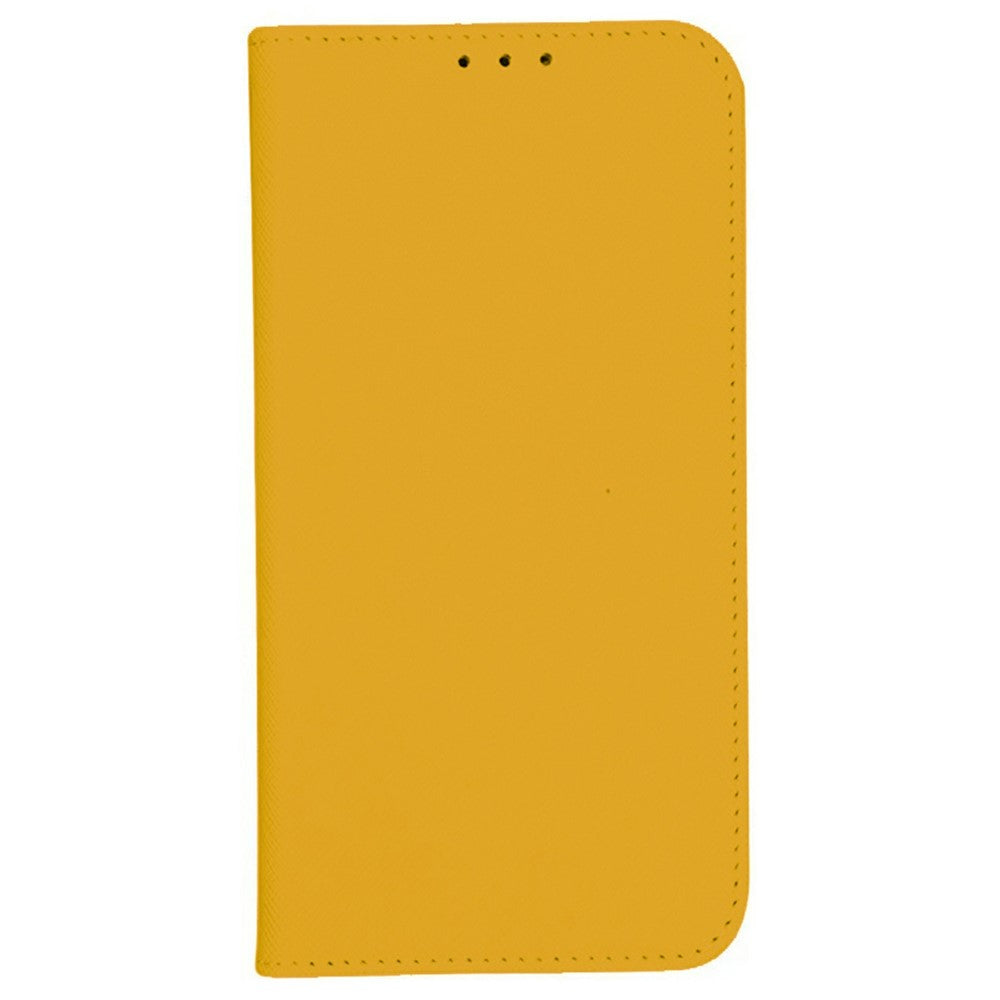 For iPhone 17 Pro Max Case Cross Texture Leather Phone Cover Hidden Magnetic - Yellow