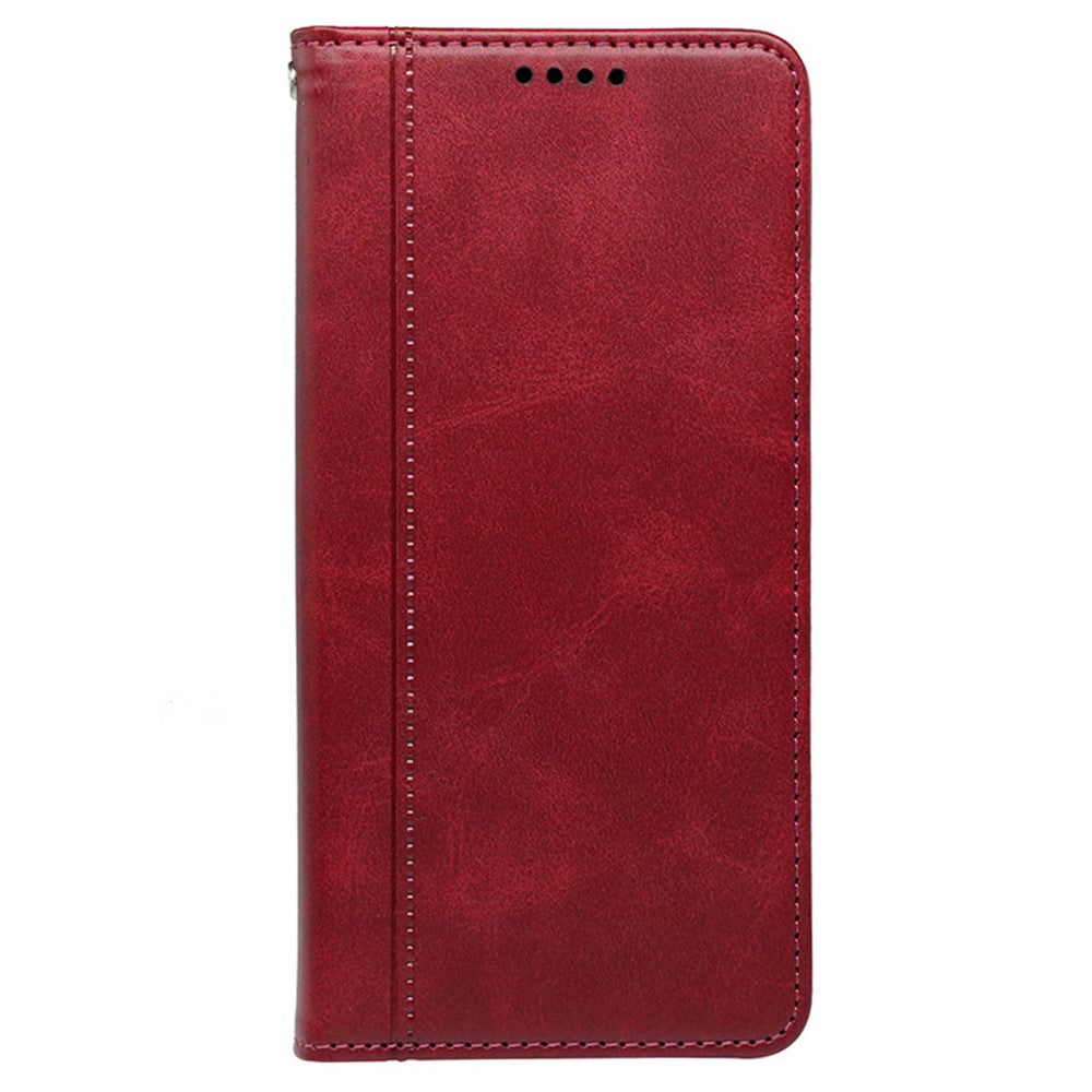 For iPhone 17 Pro Max Case Hidden Magnetic Closure Calf Texture Leather Phone Cover - Red