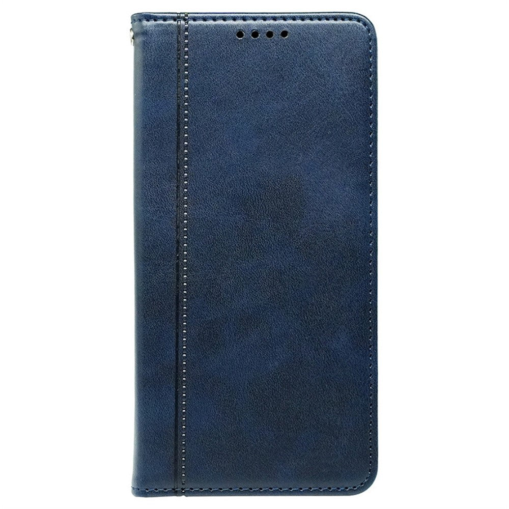 For iPhone 17 Pro Max Case Hidden Magnetic Closure Calf Texture Leather Phone Cover - Blue