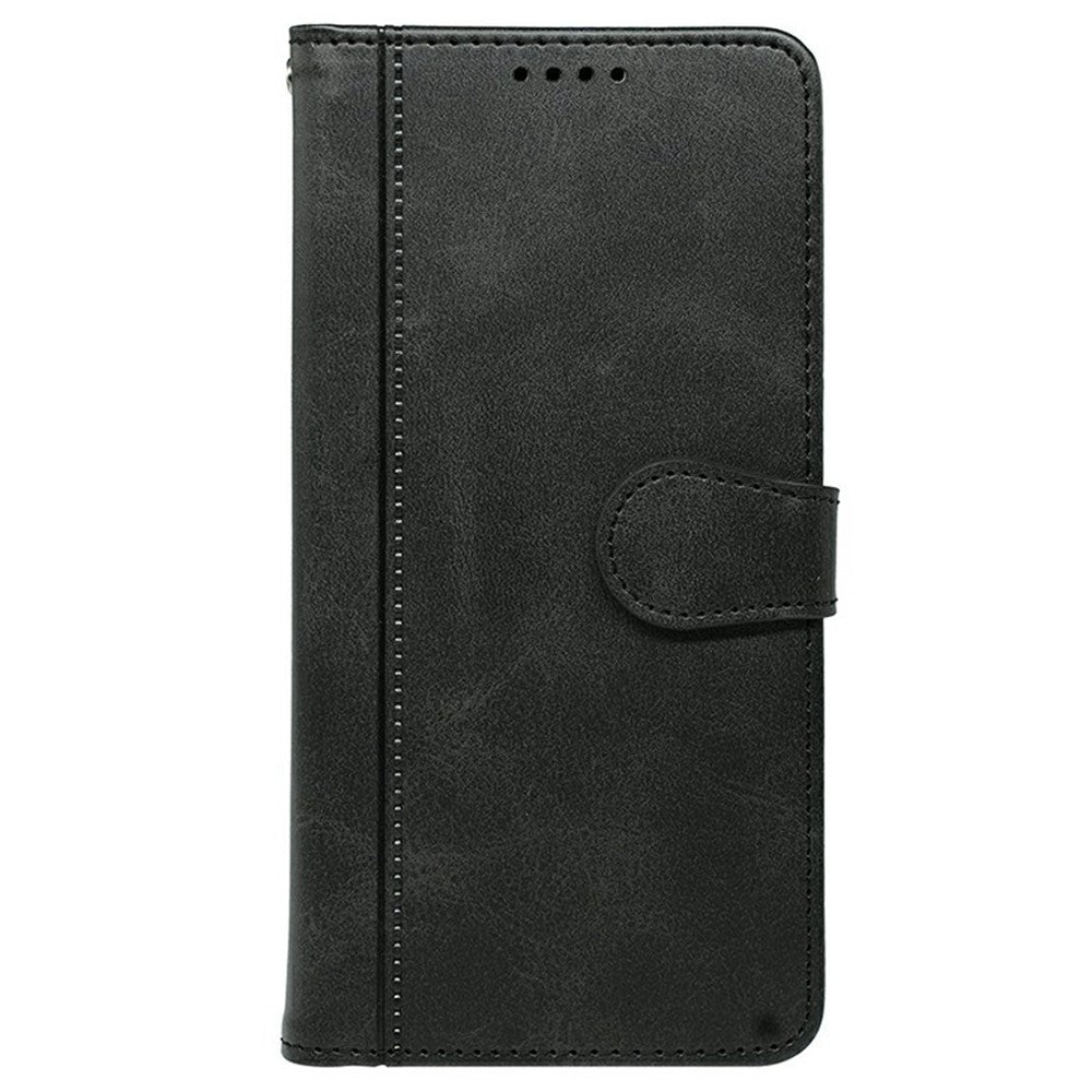 For iPhone 17 Pro Max Case Calf Texture Leather Stand Book Style Phone Cover - Black