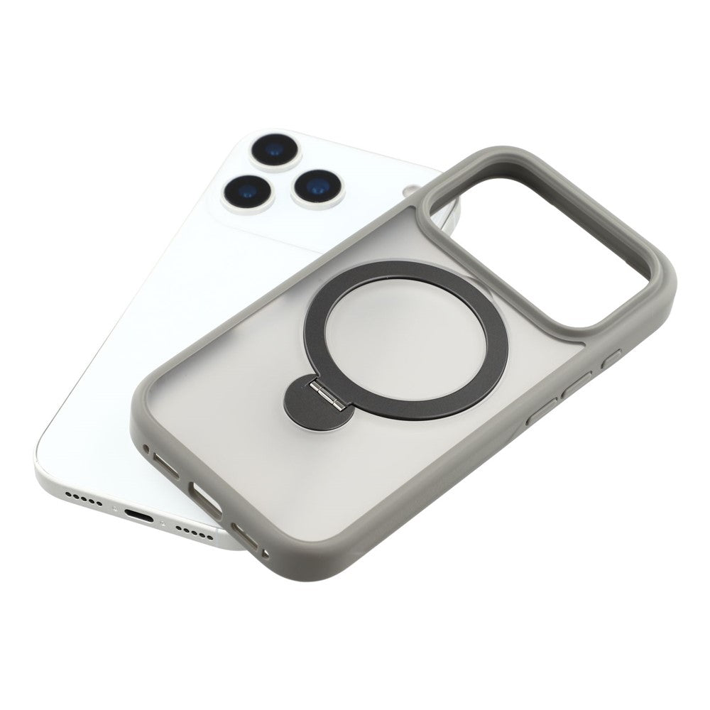 For iPhone 17 Pro Max Case Rotating Kickstand TPU + PC Magnetic Phone Cover - Grey