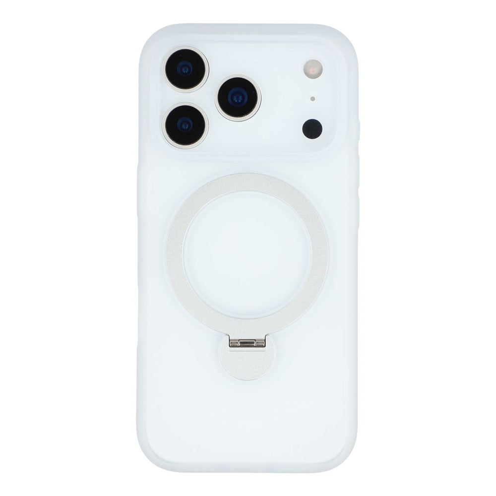 For iPhone 17 Pro Max Case Rotating Kickstand TPU + PC Magnetic Phone Cover - White