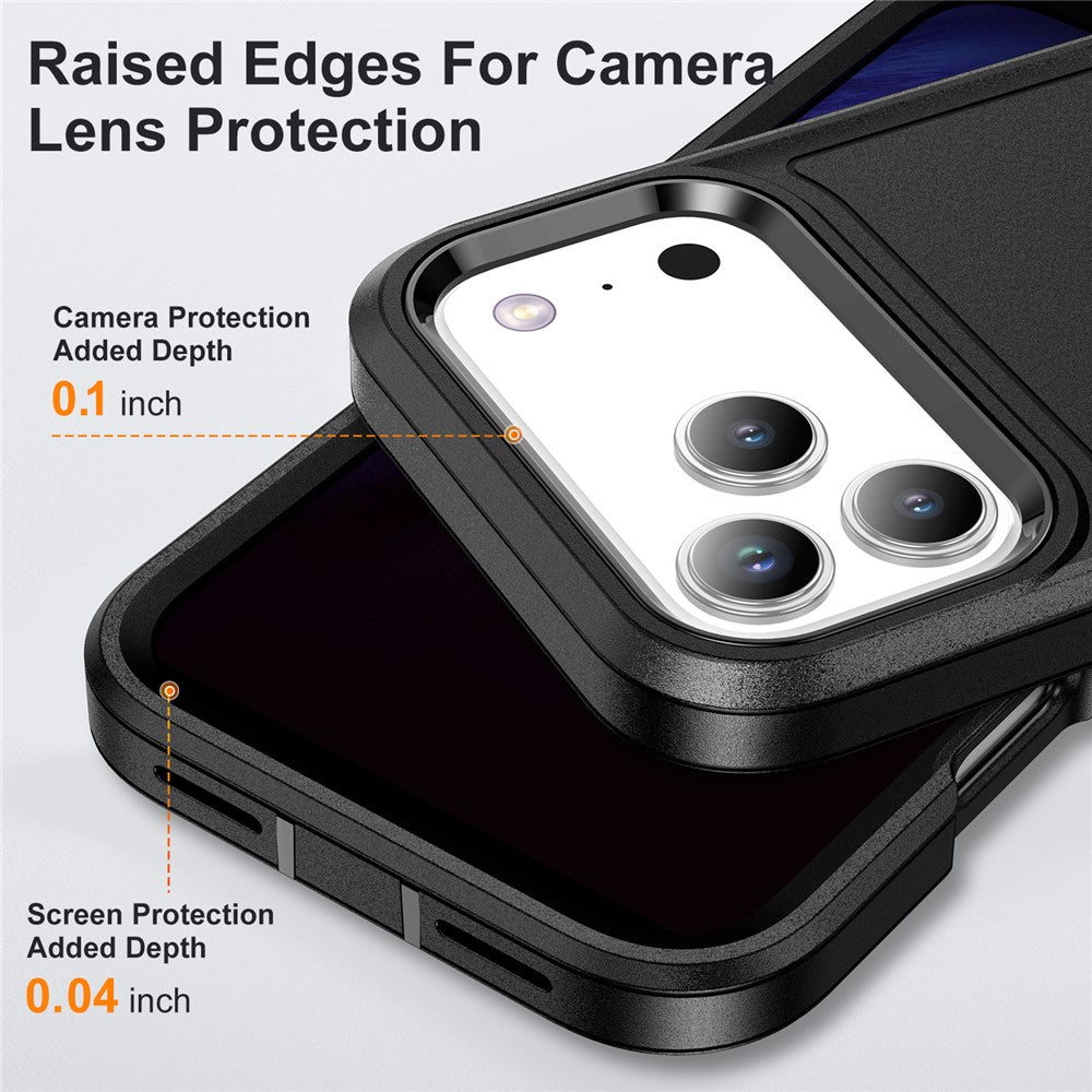 For iPhone 17 Pro Max Case Case Kickstand Phone Cover PC + Silicone + EVA 3-in-1 Design - Black + Black