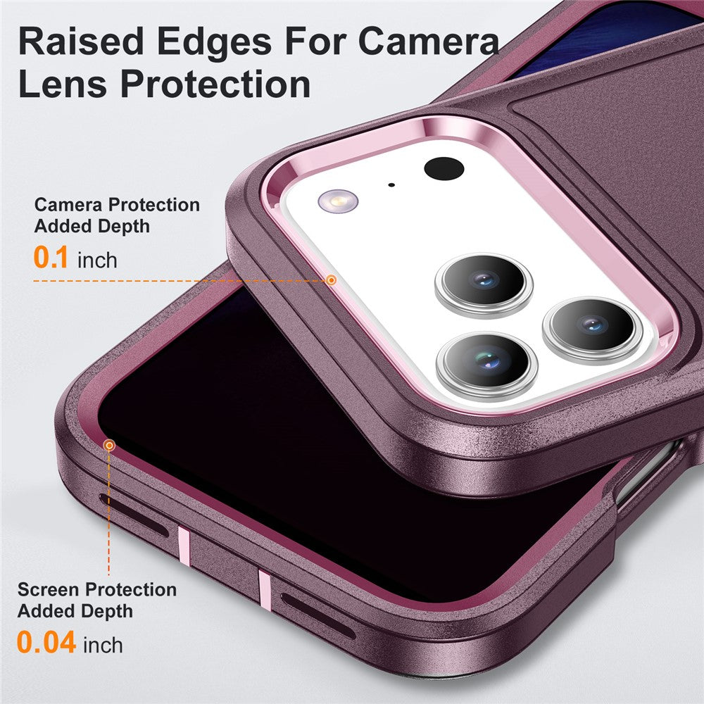 For iPhone 17 Pro Max Case Case Kickstand Phone Cover PC + Silicone + EVA 3-in-1 Design - Purple + Pink
