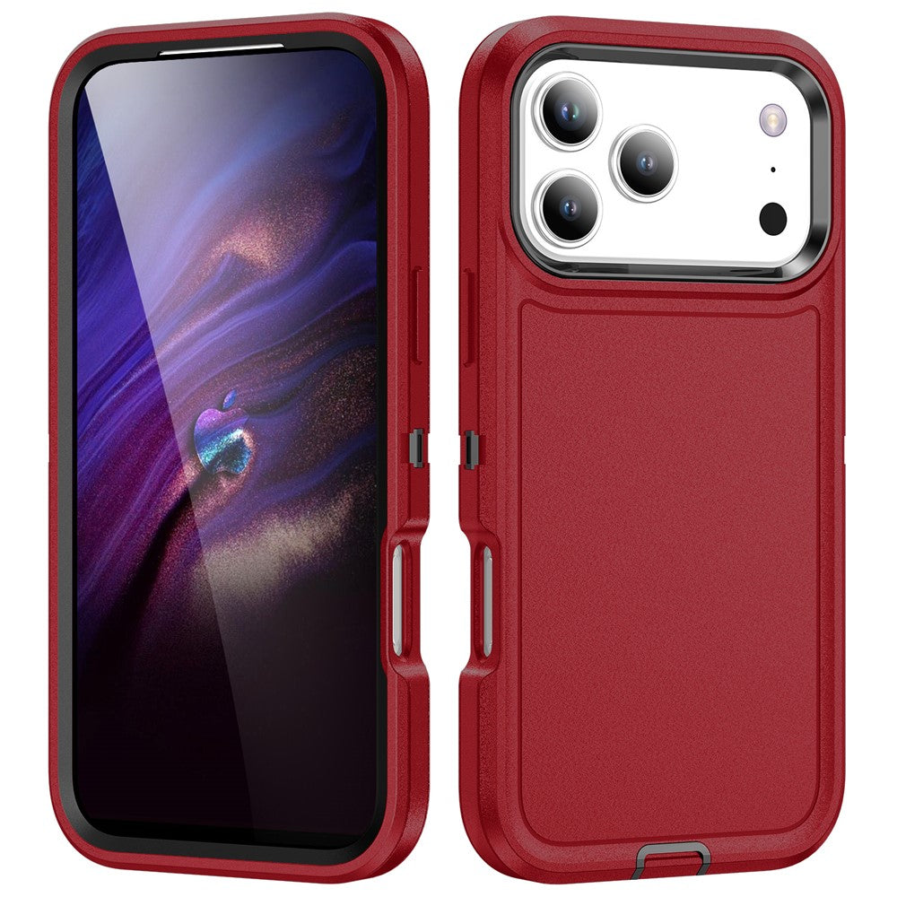 For iPhone 17 Pro Max Case PC + Silicone + EVA 3 in 1 Shockproof Phone Cover - Red + Black