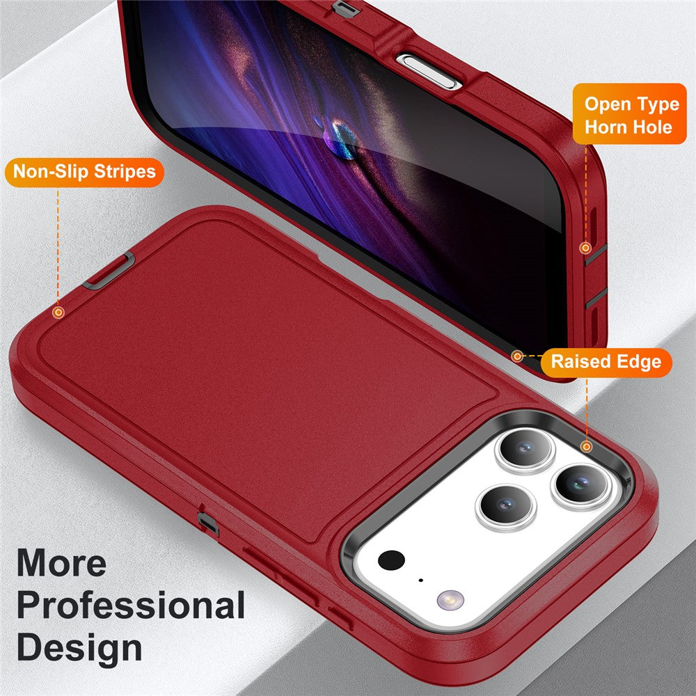 For iPhone 17 Pro Max Case PC + Silicone + EVA 3 in 1 Shockproof Phone Cover - Red + Black