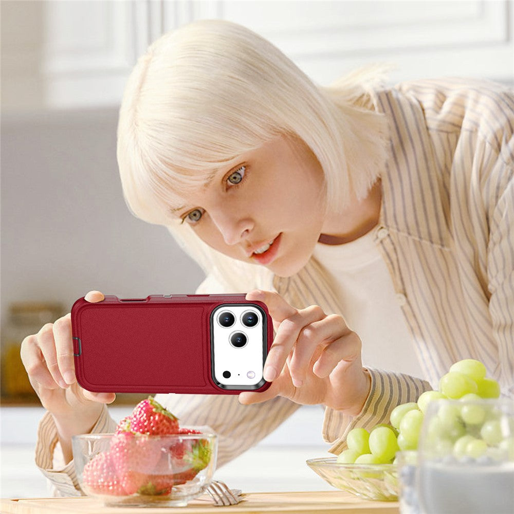 For iPhone 17 Pro Max Case PC + Silicone + EVA 3 in 1 Shockproof Phone Cover - Red + Black