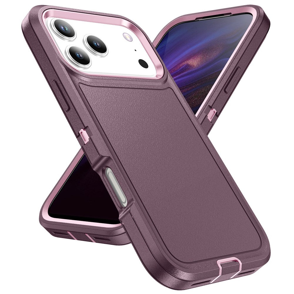 For iPhone 17 Pro Max Case PC + Silicone + EVA 3 in 1 Shockproof Phone Cover - Purple + Pink