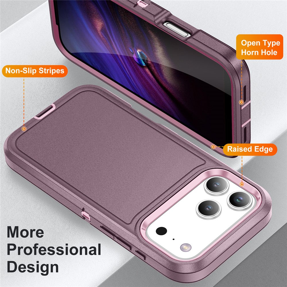 For iPhone 17 Pro Max Case PC + Silicone + EVA 3 in 1 Shockproof Phone Cover - Purple + Pink