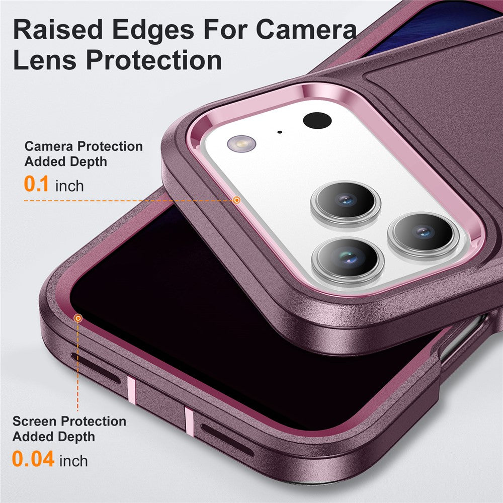 For iPhone 17 Pro Max Case PC + Silicone + EVA 3 in 1 Shockproof Phone Cover - Purple + Pink