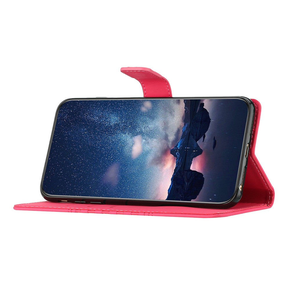 For iPhone 17 Pro Max Case Rhombus Leather Horizontal Flip Phone Cover with Wrist Strap - Rose