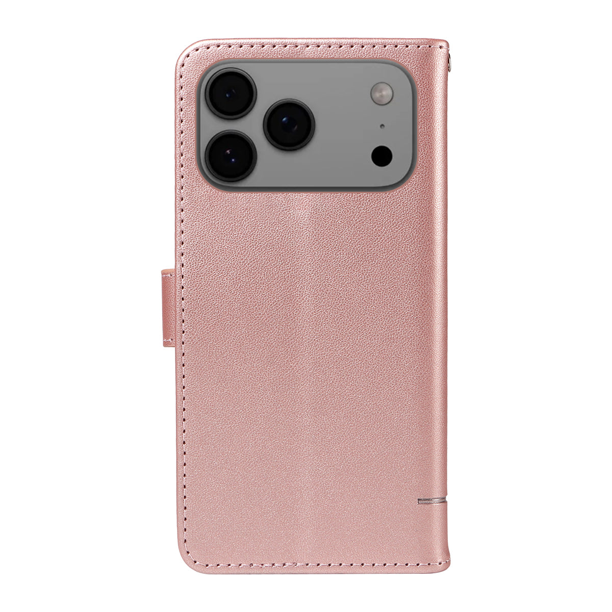 For iPhone 17 Pro Max Case Cat Pattern Imprint Leather Phone Cover with Wrist Strap - Rose Gold