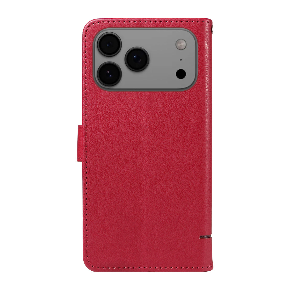 For iPhone 17 Pro Max Case Cat Pattern Imprint Leather Phone Cover with Wrist Strap - Red
