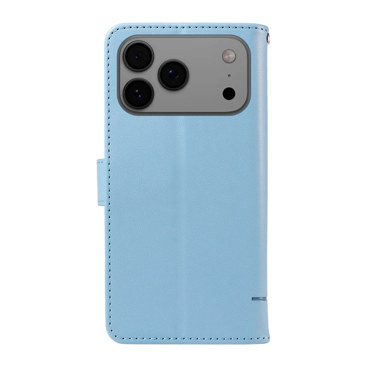For iPhone 17 Pro Max Case Cat Pattern Imprint Leather Phone Cover with Wrist Strap - Sky Blue