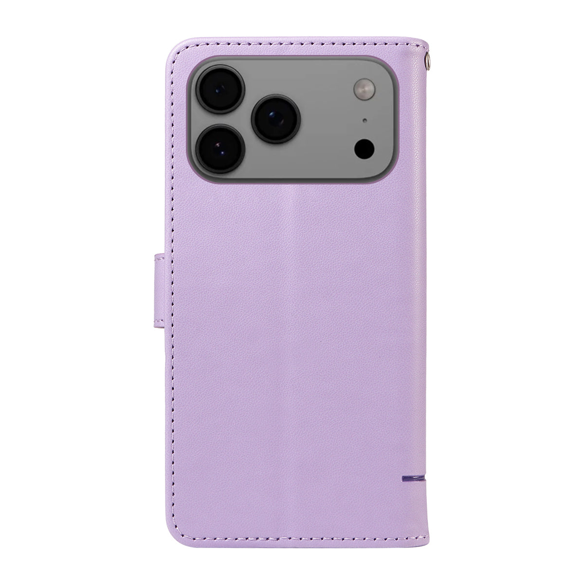 For iPhone 17 Pro Max Case Cat Pattern Imprint Leather Phone Cover with Wrist Strap - Purple