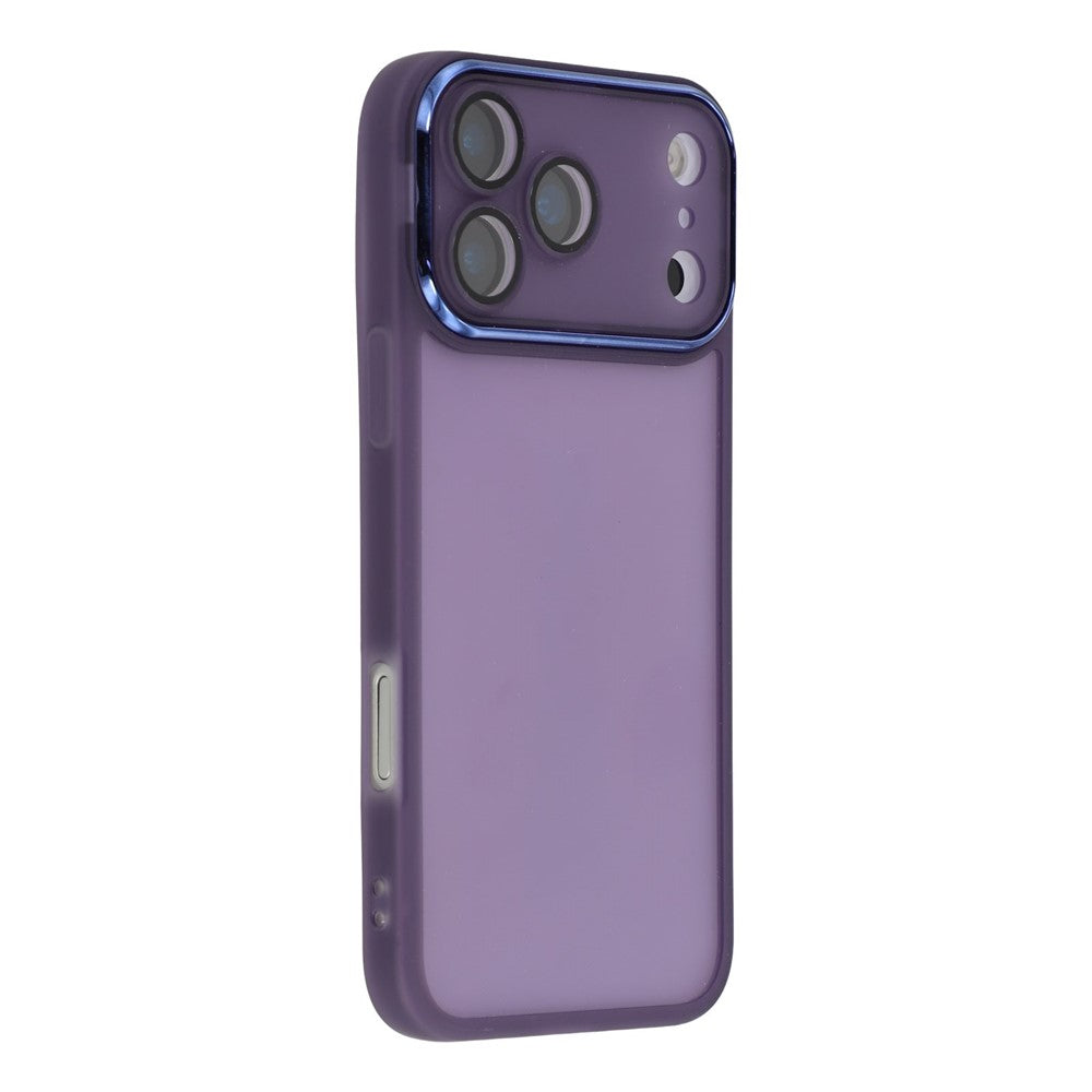 For iPhone 17 Pro Max Case Electroplated Camera Frame TPU Phone Cover - Transparent Purple