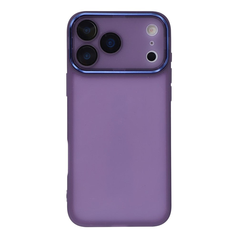 For iPhone 17 Pro Max Case Electroplated Camera Frame TPU Phone Cover - Transparent Purple