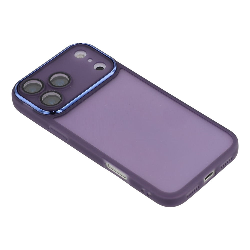 For iPhone 17 Pro Max Case Electroplated Camera Frame TPU Phone Cover - Transparent Purple