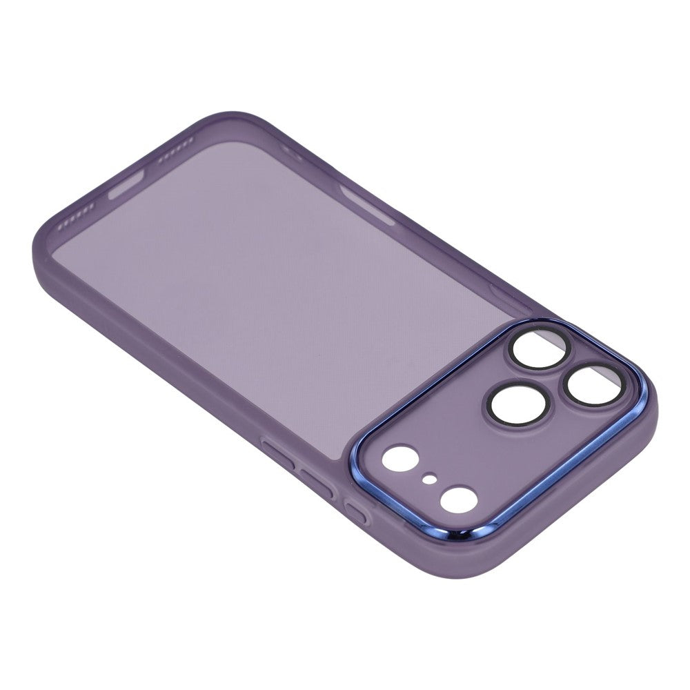 For iPhone 17 Pro Max Case Electroplated Camera Frame TPU Phone Cover - Transparent Purple