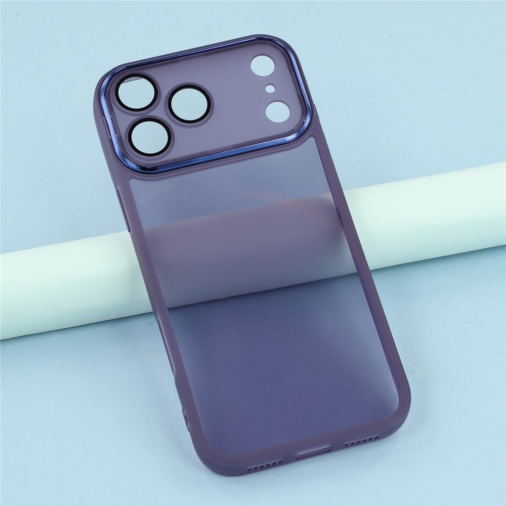 For iPhone 17 Pro Max Case Electroplated Camera Frame TPU Phone Cover - Transparent Purple