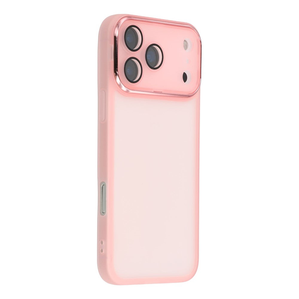 For iPhone 17 Pro Max Case Electroplated Camera Frame TPU Phone Cover - Transparent Pink