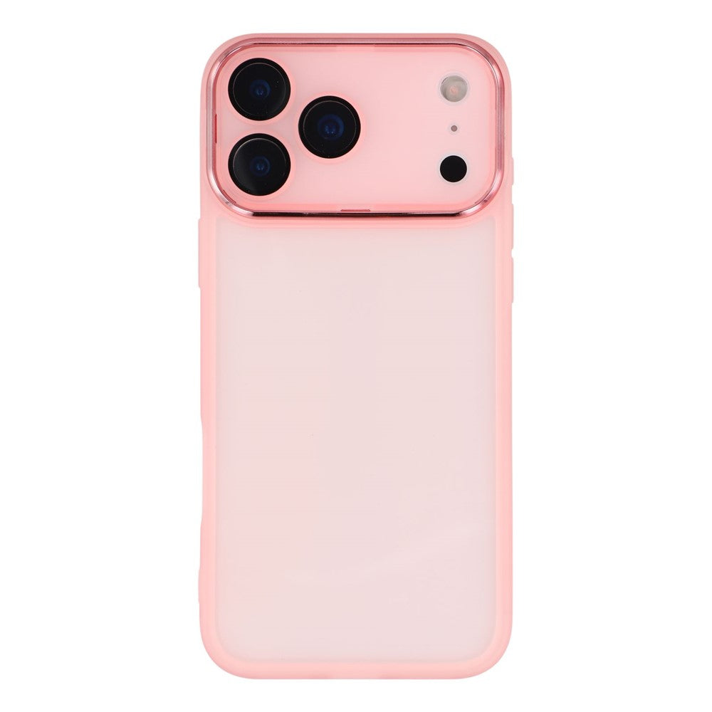 For iPhone 17 Pro Max Case Electroplated Camera Frame TPU Phone Cover - Transparent Pink