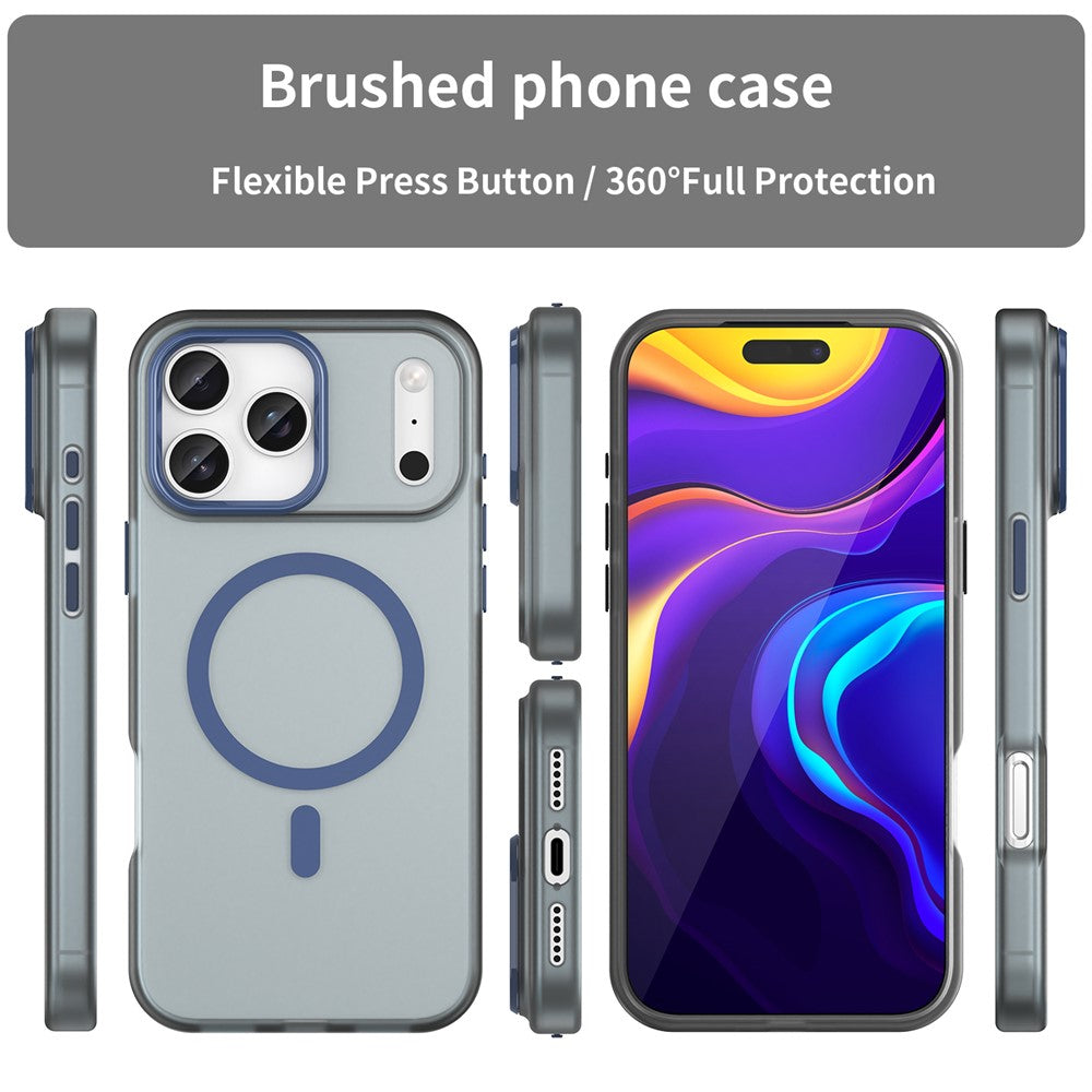 For iPhone 17 Pro Max Case Compatible with MagSafe TPU + PC Slim Matte Translucent Phone Cover - Dark Blue