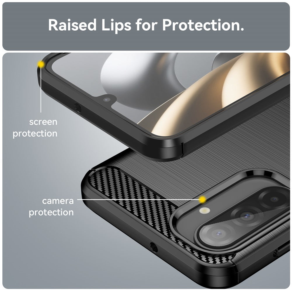 For Samsung Galaxy A17 5G Case Protective Phone Cover Carbon Fiber Texture Brushed - Black