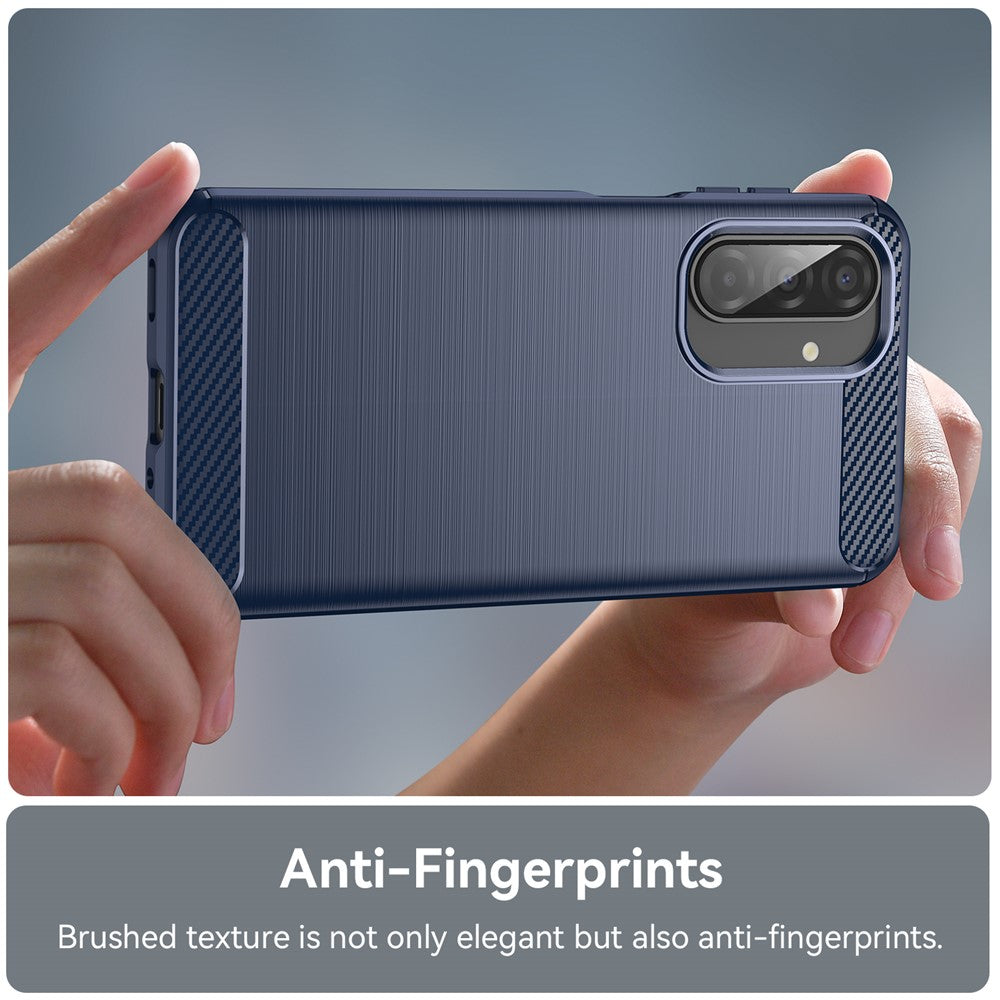 For Samsung Galaxy A17 5G Case Protective Phone Cover Carbon Fiber Texture Brushed - Blue