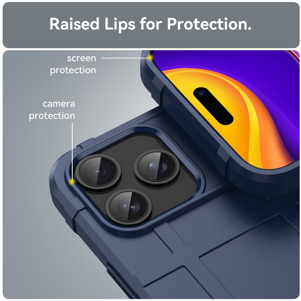 For iPhone 17 Pro Max Case Grid Design Soft TPU Scratch-Proof Phone Cover - Blue