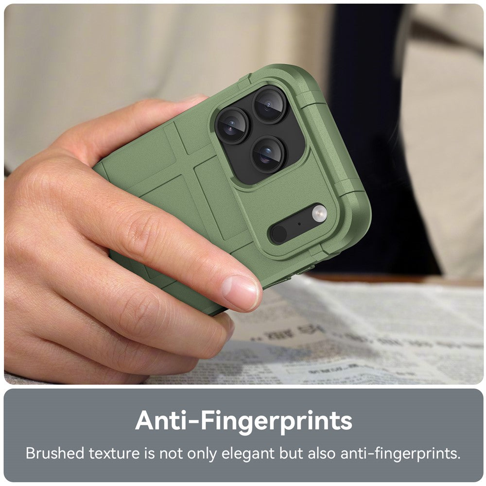 For iPhone 17 Pro Max Case Grid Design Soft TPU Scratch-Proof Phone Cover - Green