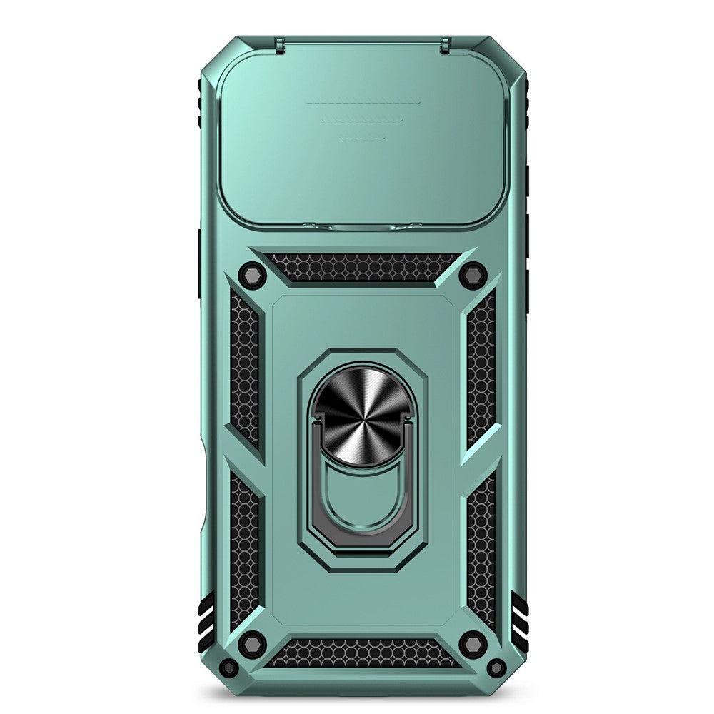 For iPhone 17 Pro Max Case PC + TPU Phone Cover with Lens Protection Kickstand - Blackish Green