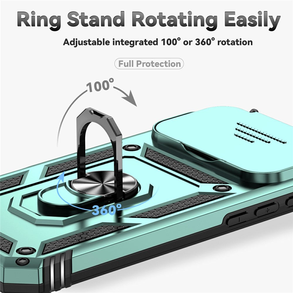 For iPhone 17 Pro Max Case PC + TPU Phone Cover with Lens Protection Kickstand - Blackish Green