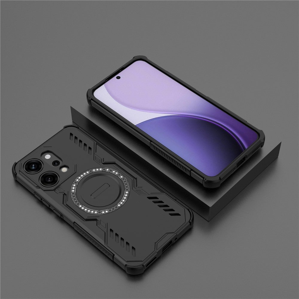 For Oppo Reno14 Pro 5G (Global) Magnetic Case Butterfly Armor Hollow Heat Dissipation PC + TPU Phone Cover - Black