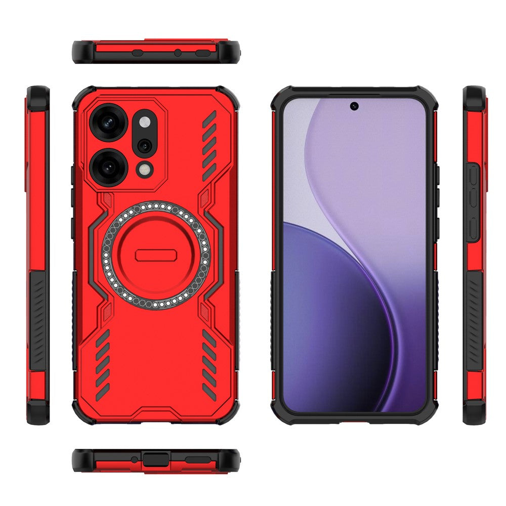 For Oppo Reno14 Pro 5G (Global) Magnetic Case Butterfly Armor Hollow Heat Dissipation PC + TPU Phone Cover - Red