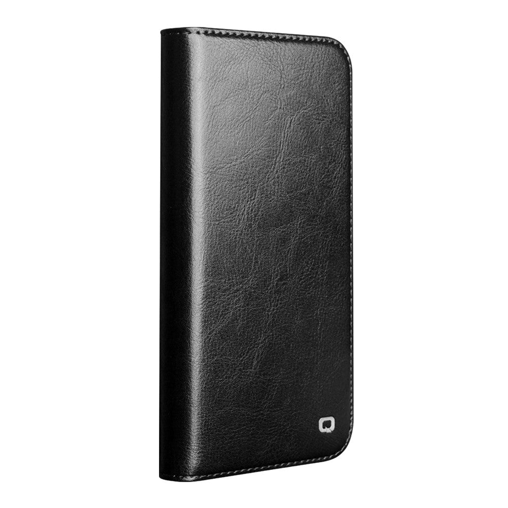 QIALINO For iPhone 17 Pro Max Case Wallet Stand Genuine Cow Leather Phone Cover - Black