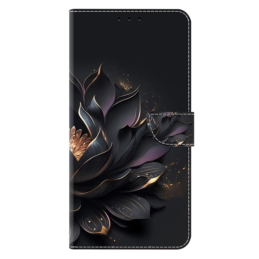 For iPhone 17 Pro Max Case Magnetic Clasp 3D Pattern Leather Wallet Phone Cover - Purple Lotus
