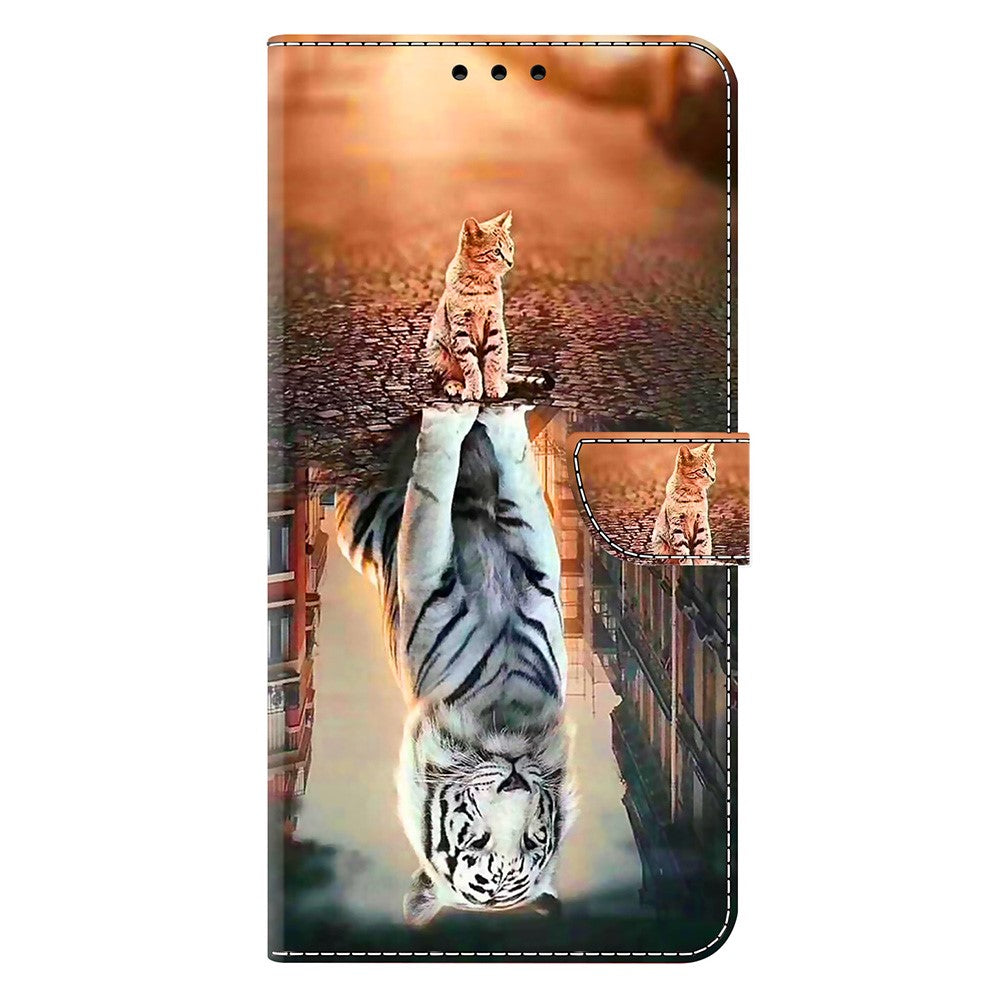 For iPhone 17 Pro Max Case Magnetic Clasp 3D Pattern Leather Wallet Phone Cover - Cat and Tiger