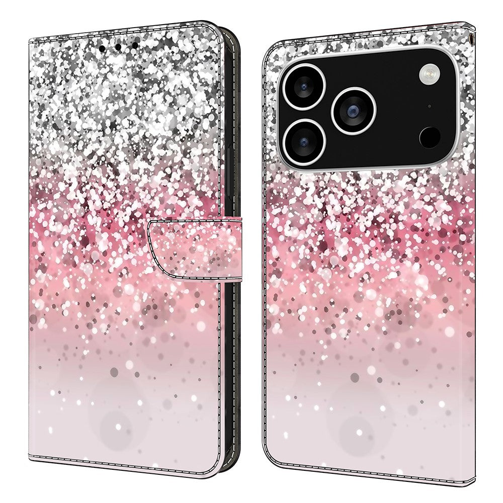 For iPhone 17 Pro Max Case Magnetic Clasp 3D Pattern Leather Wallet Phone Cover - Gradient