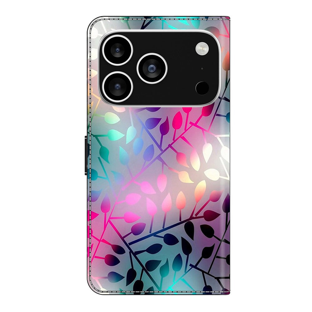 For iPhone 17 Pro Max Case Magnetic Clasp 3D Pattern Leather Wallet Phone Cover - Maple Leaf