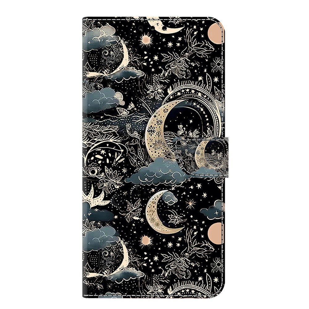 For iPhone 17 Pro Max Case PU Leather Wallet Phone Cover with Stand - Moon
