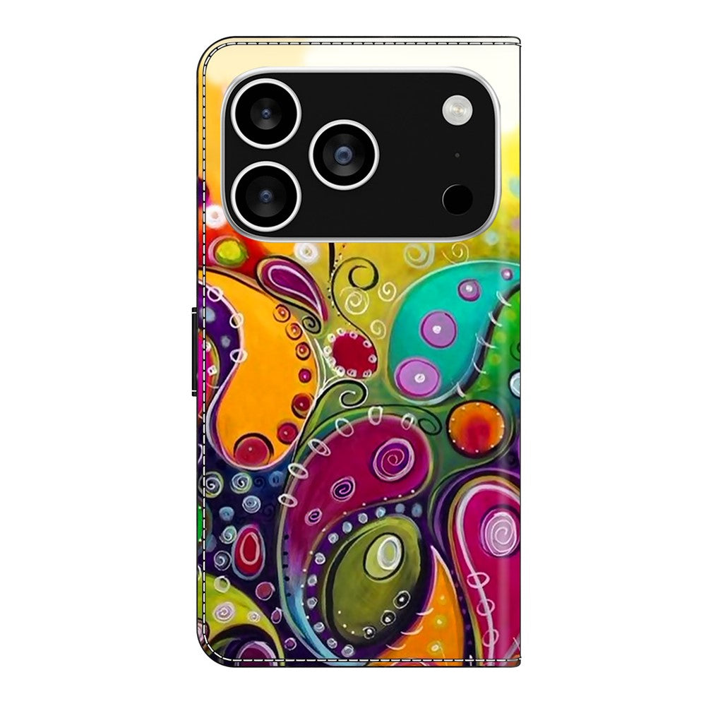 For iPhone 17 Pro Max Case PU Leather Wallet Phone Cover with Stand - Colorful Flower