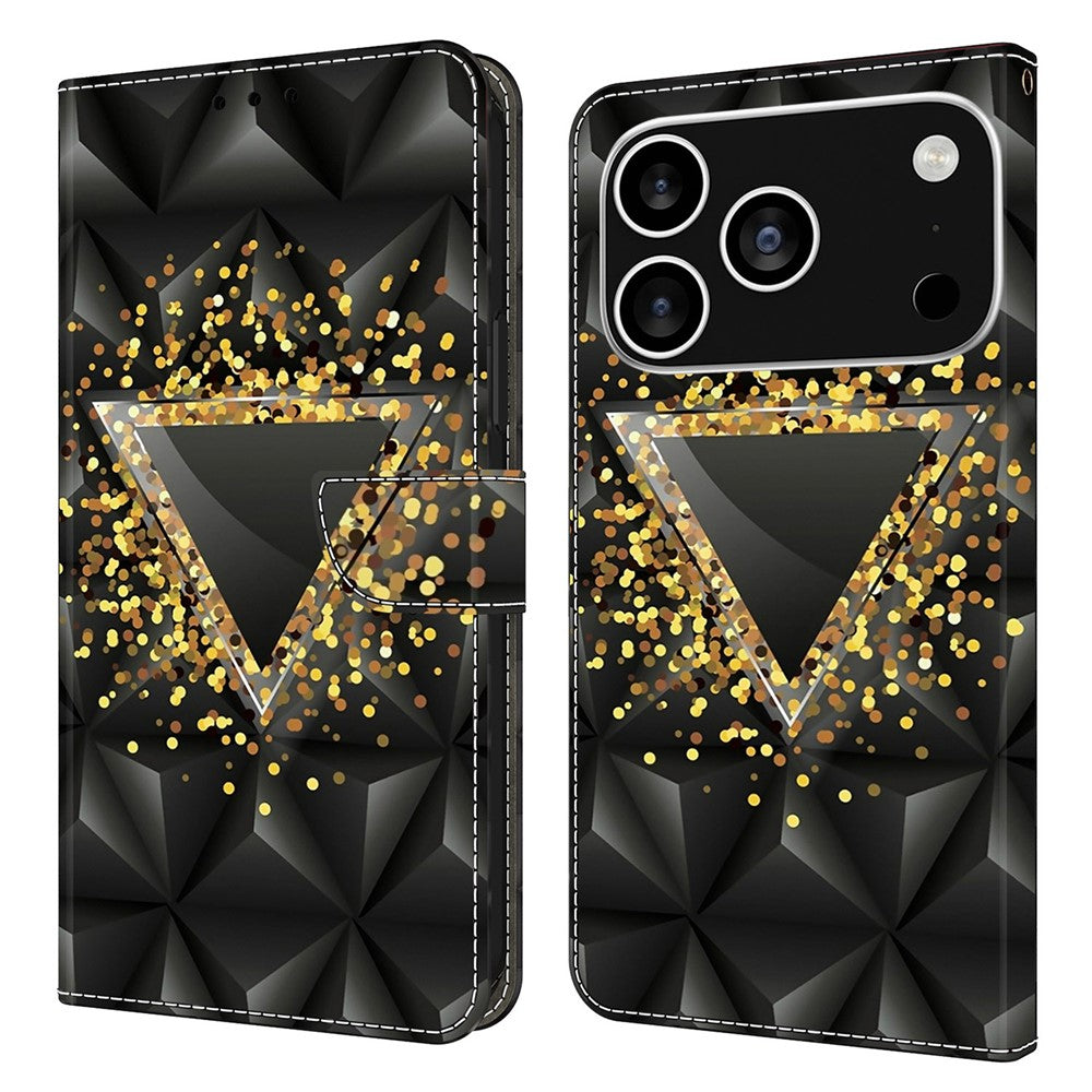 For iPhone 17 Pro Max Case PU Leather Wallet Phone Cover with Stand - Rhombus