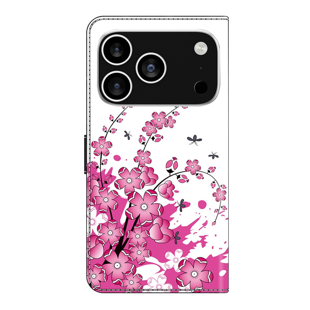 For iPhone 17 Pro Max Case PU Leather Wallet Phone Cover with Stand - Flower Vine