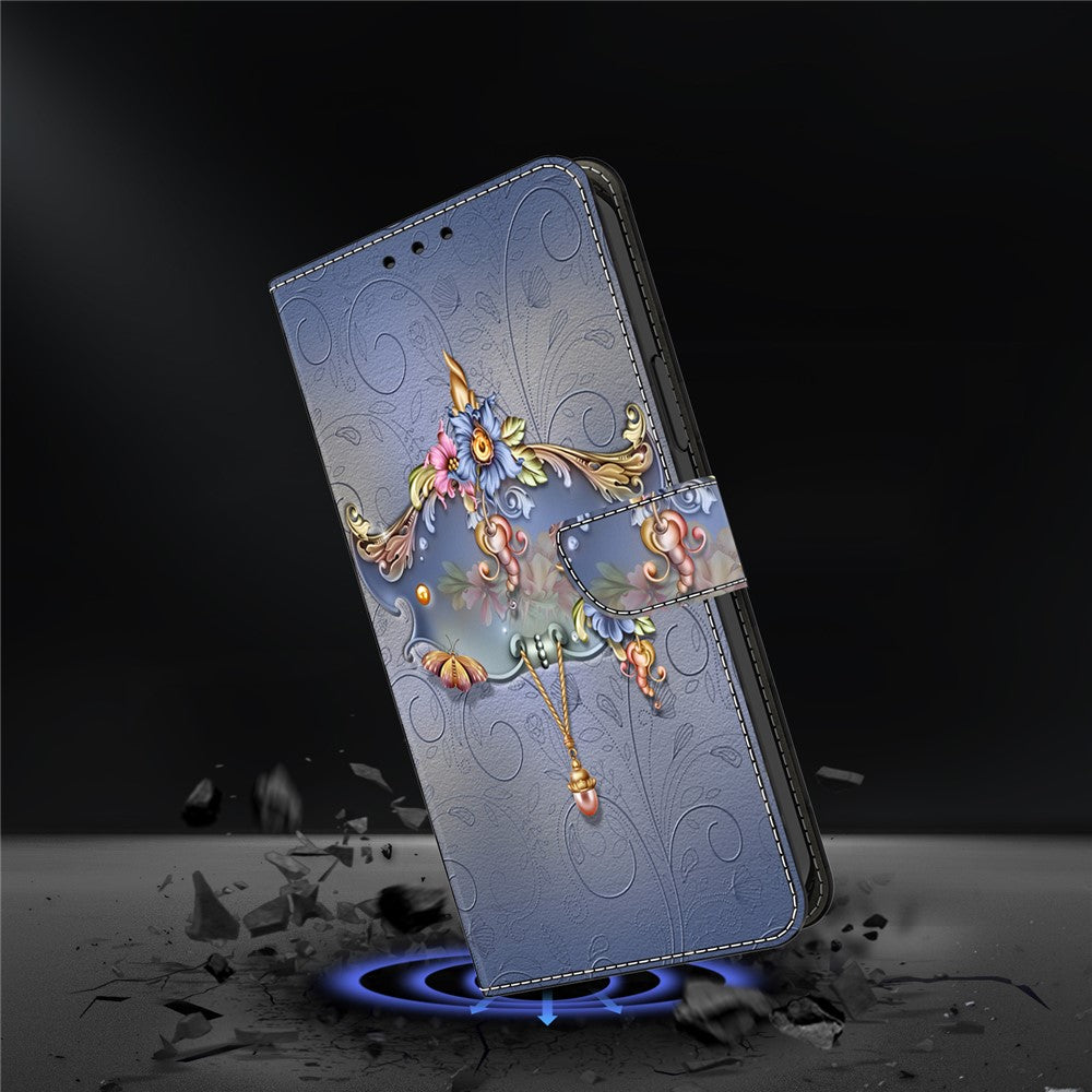 For iPhone 17 Pro Max Case PU Leather Wallet Phone Cover with Stand - Carving Flower