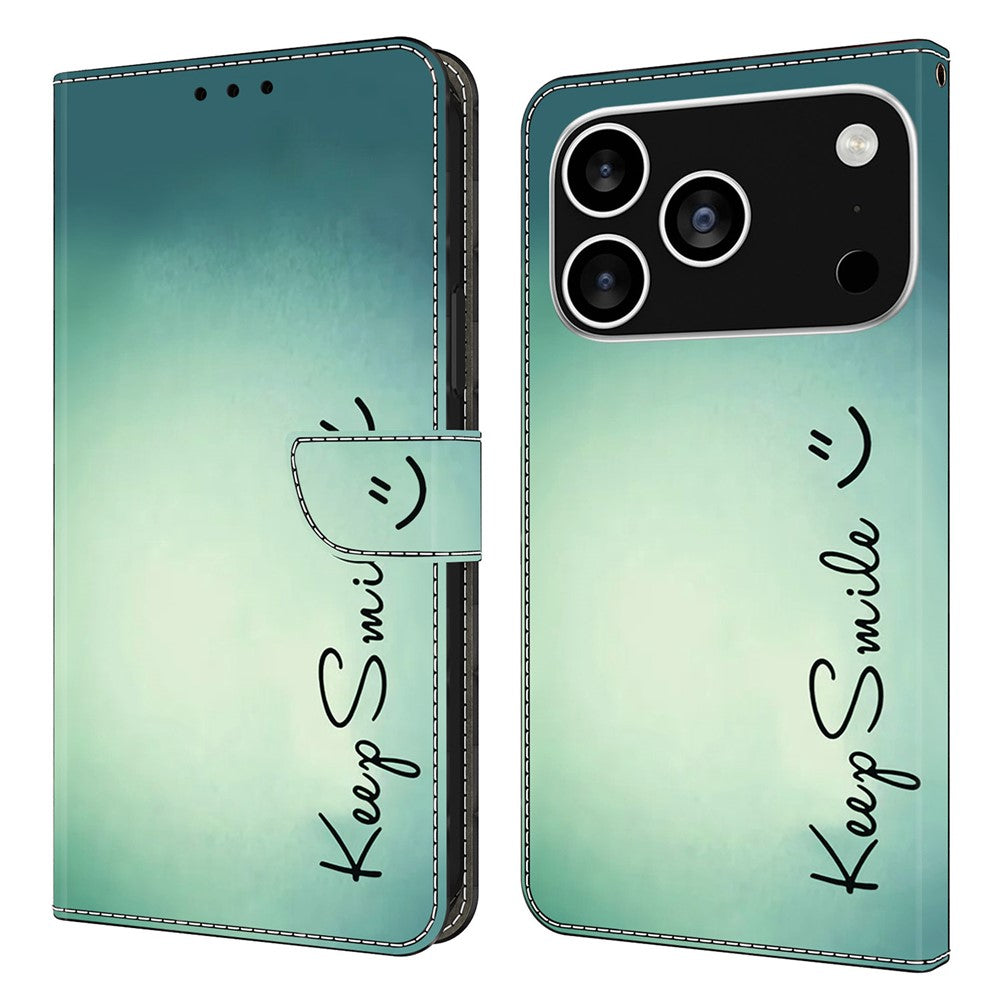 For iPhone 17 Pro Max Case PU Leather Wallet Phone Cover with Stand - Keep Smile