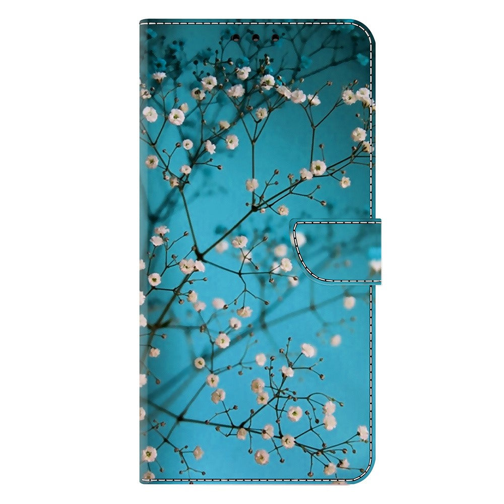For iPhone 17 Pro Max Case with Card Slot Pattern Printed TPU + PU Leather Flip Phone Cover - Flower Branch