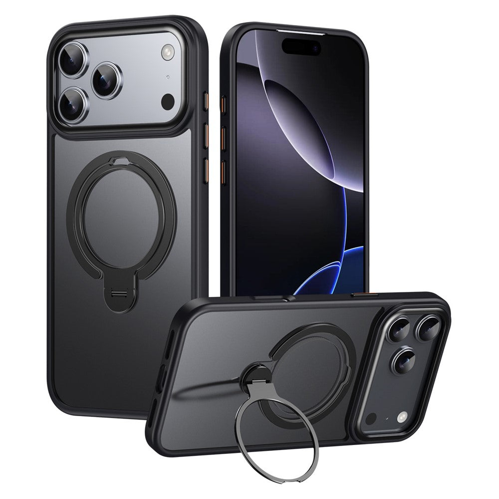 For iPhone 17 Pro Max Phone Case Compatible with MagSafe Kickstand Matte Back Cover - Black